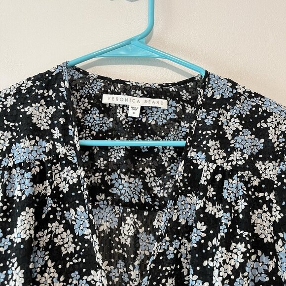 Veronica Beard Sean Black Foral Jacquard Silk Mini Dress Size 8 - Picture 4 of 9